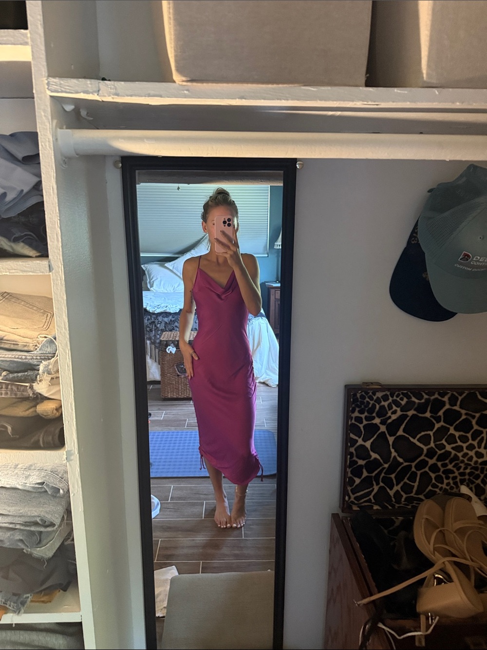 Free People Magenta Slip Midi Dress